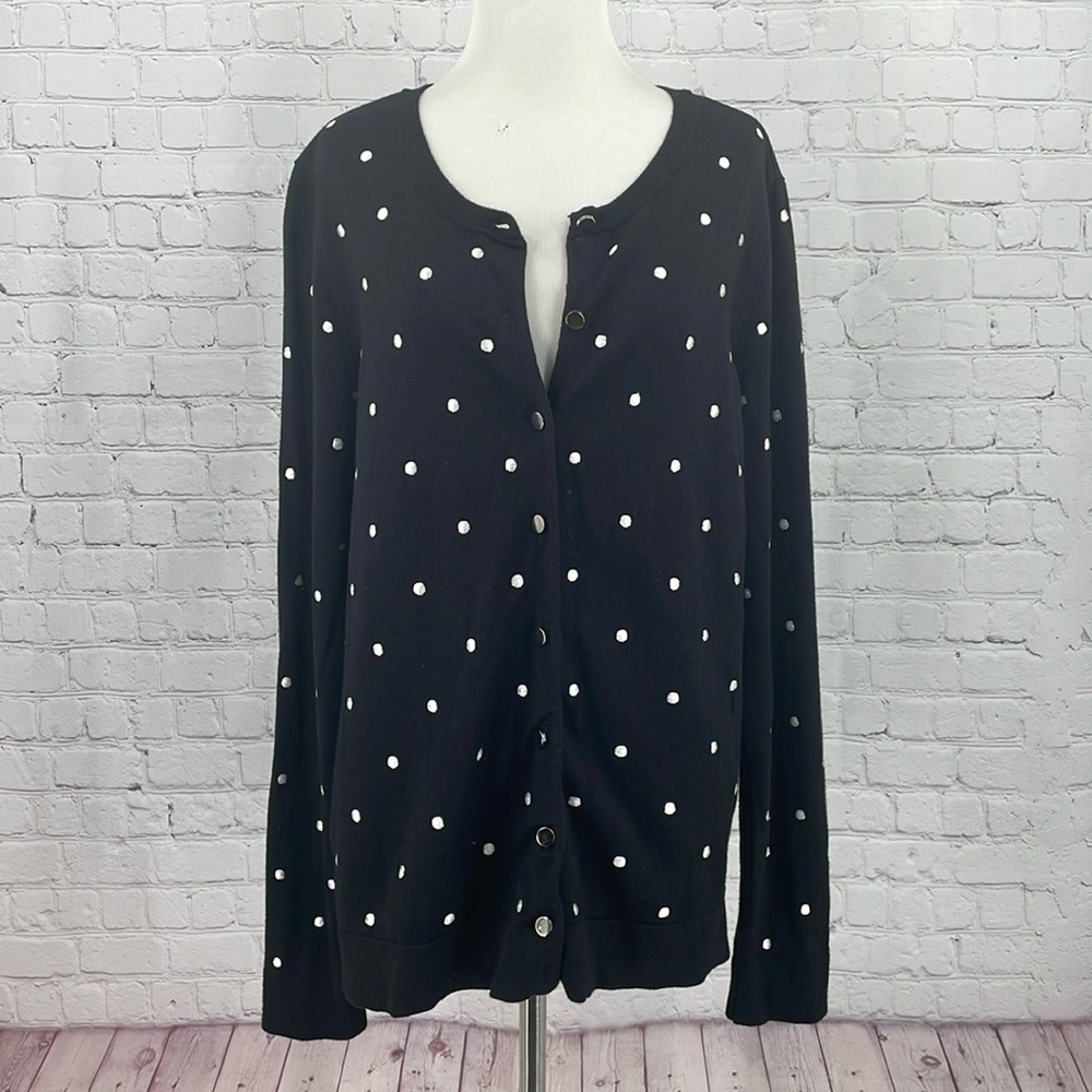 Charter Club Polka Dot XL Sweater Cardigan Throw On Teacher Unique
